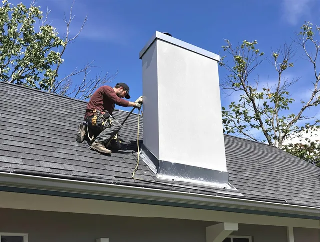 Deerfield Beach Chimney Sweep team member finishing chimney construction in Deerfield Beach, FL