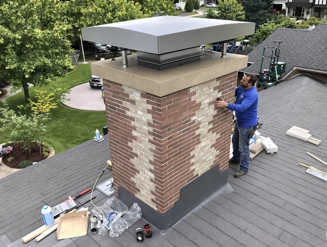 Deerfield Beach Chimney Sweep team working on a custom chimney remodel in Deerfield Beach, FL