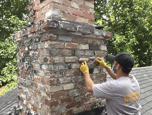 In-progress chimney restoration by Deerfield Beach Chimney Sweep in Deerfield Beach, FL
