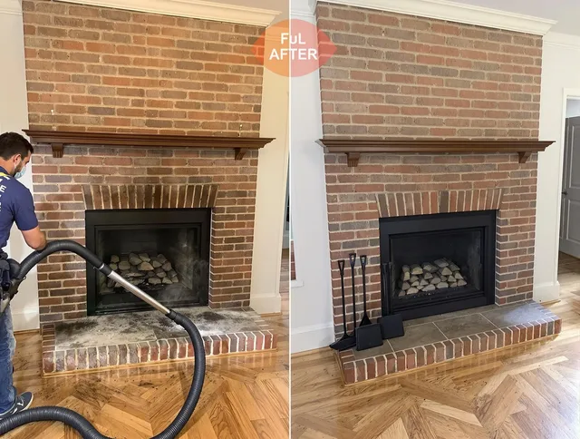 Deerfield Beach Chimney Sweep carefully sanitizing a fireplace in Deerfield Beach, FL